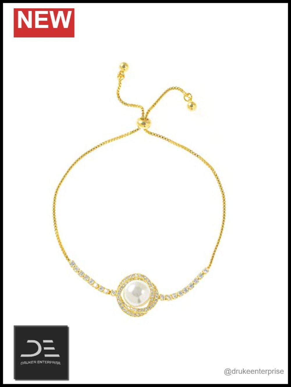 14K Gold Pearl Bracelet with Moissanite Dainty Freshwater Cultured Pearl